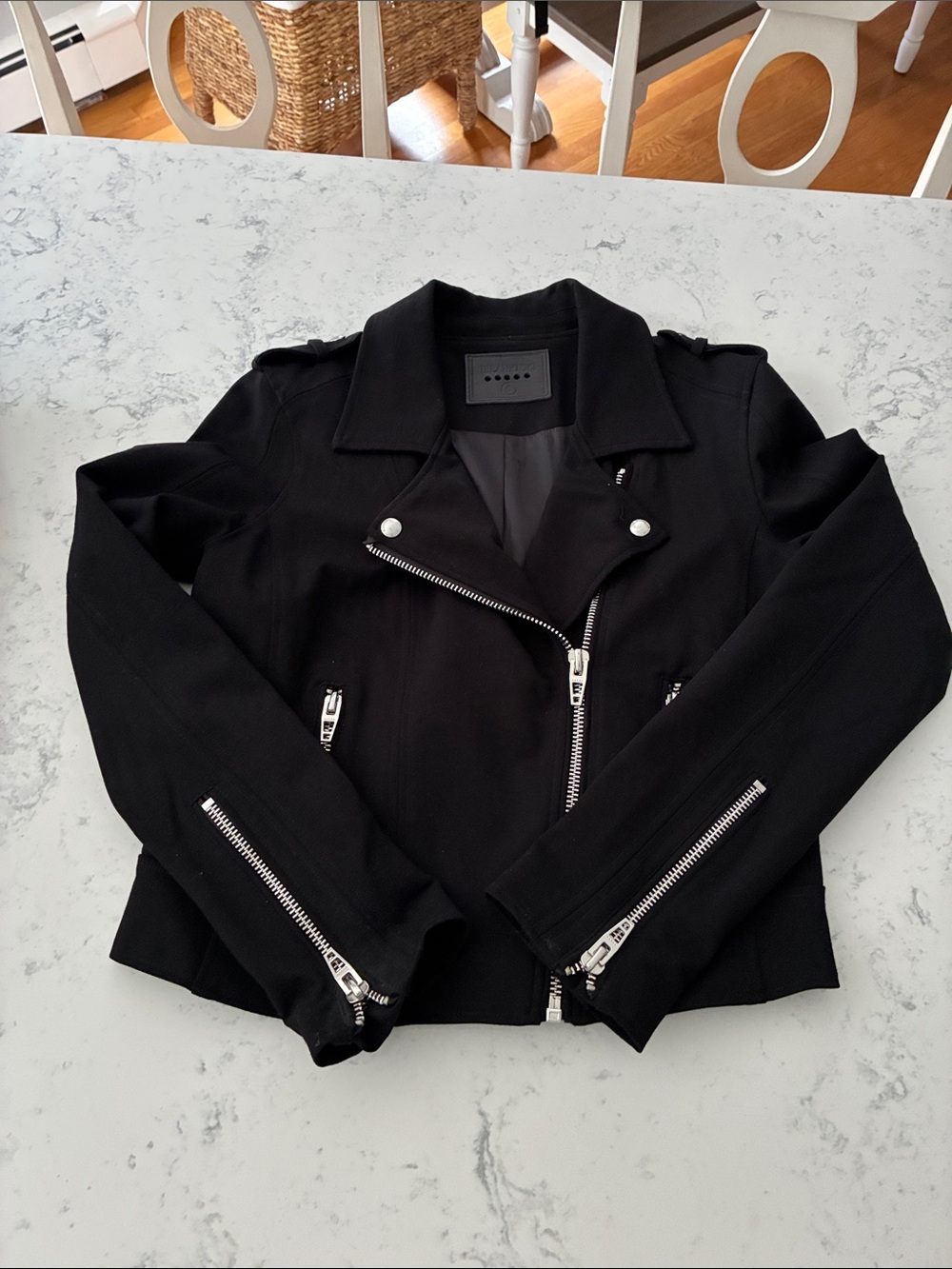 Blank NYC Black Moto Jacket with Silver Zippers